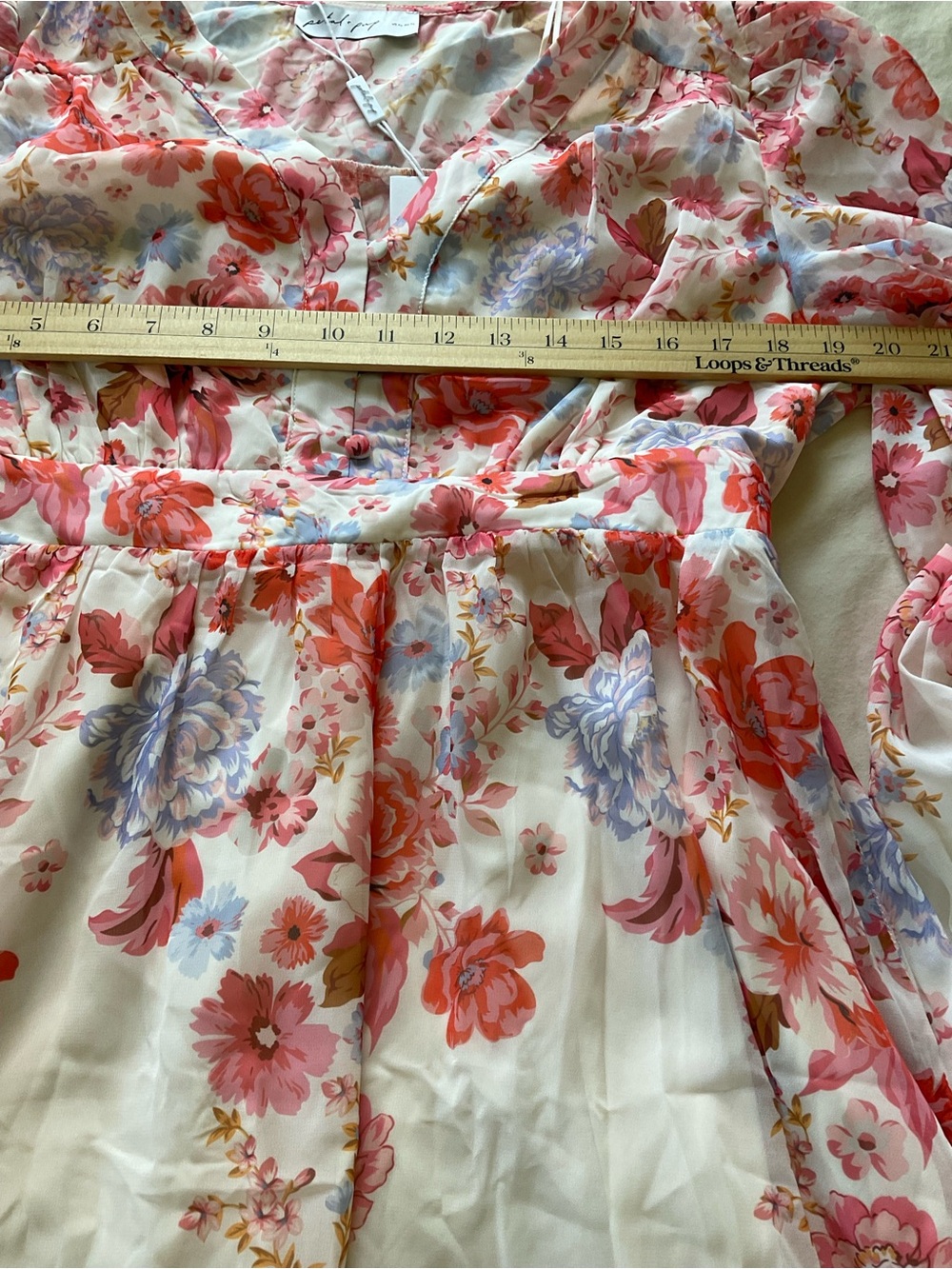 NWT Petal & Pup Floral Chiffon Mini Dress XL Romantic Cottagecore Long Sleeve - Picture 8 of 9